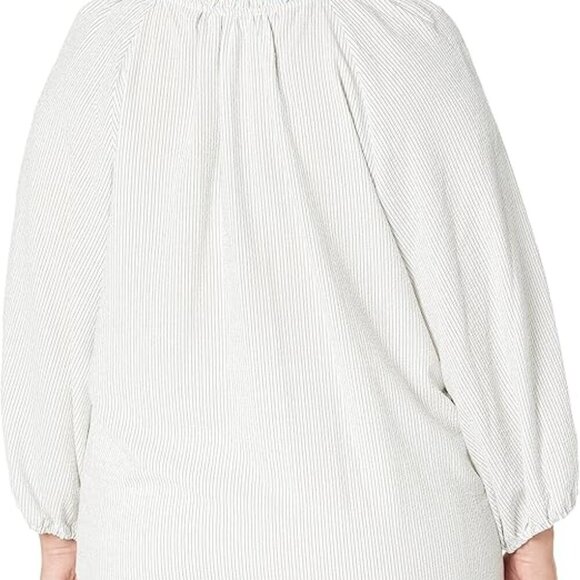 Calvin Klein Women's Plus Size Sportswear Everyday Loose Textured Stripe Blouse - Picture 7 of 12